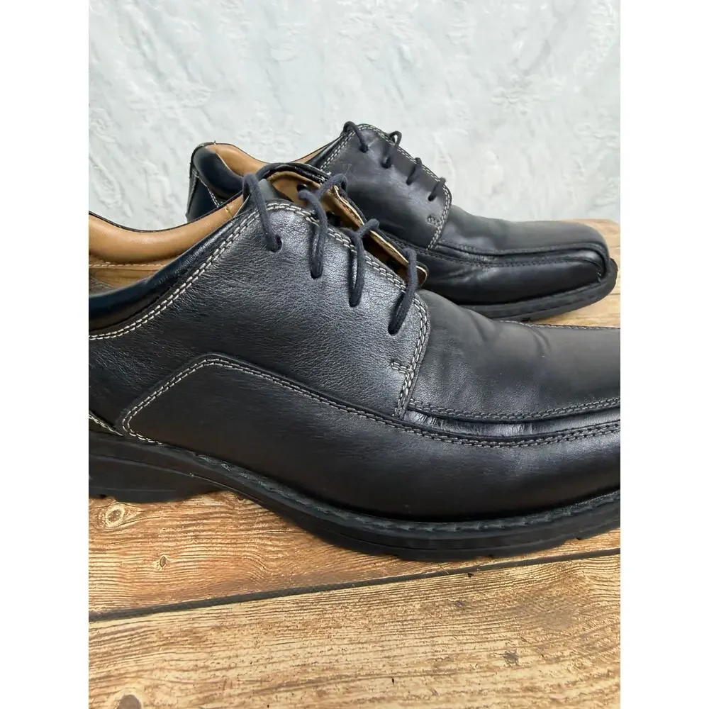 Dockers Men’s Black Leather Oxford Dress Shoes Lace Up Casual Work Shoes 10.5